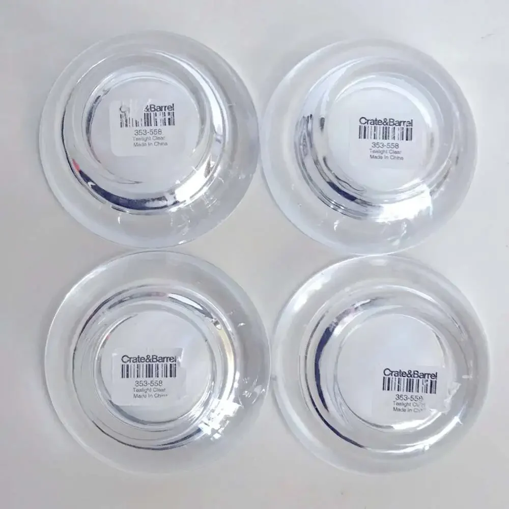 Crate & Barrel Clear Glass Tea Light Holder 4-pack